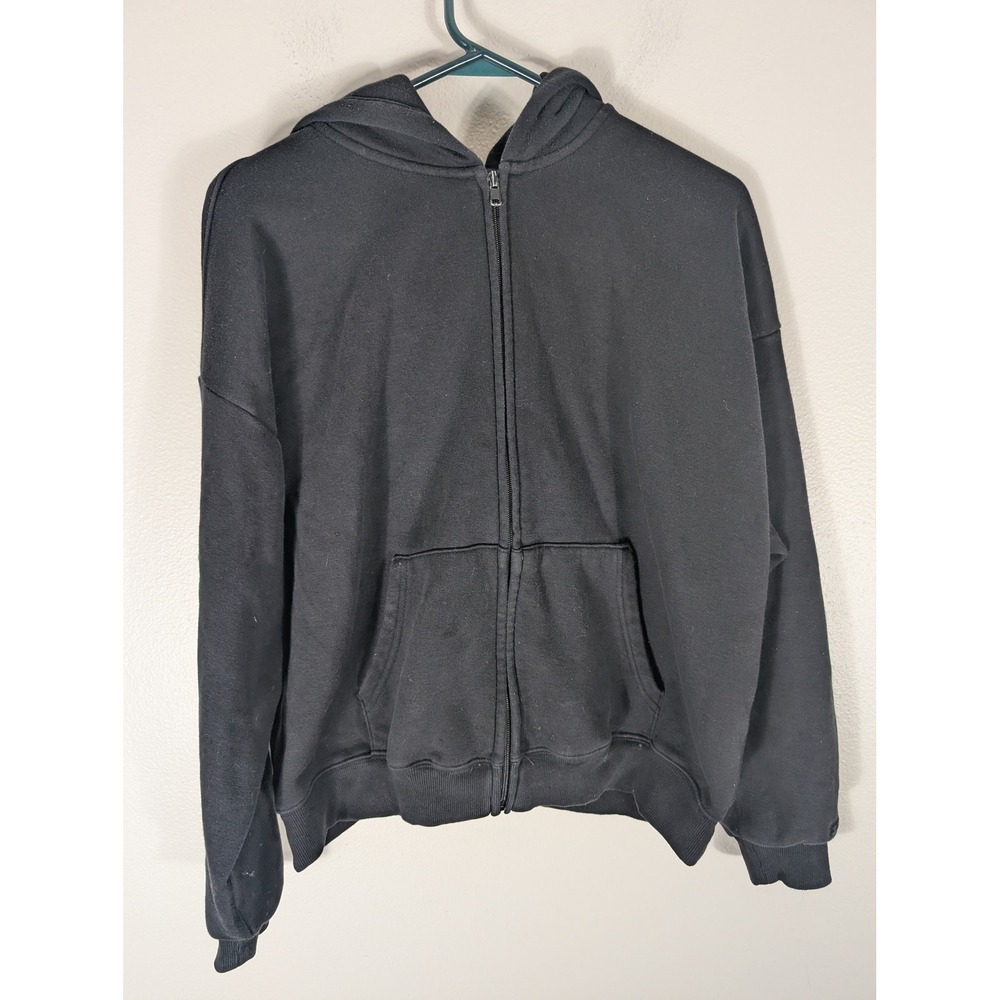 SKIMS Women's XL Cotton Fleece Classic Zip up Hoodie ZU-ZUP-8366W Black Lounge